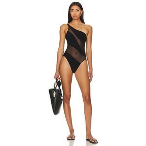 NORMA KAMALI, Women's One Piece Mesh Swimsuit, Shiny NAVY BLUE, XS, NWT